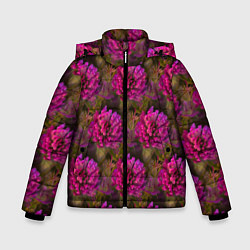 Куртка зимняя для мальчика Полевые цветы паттерн, цвет: 3D-черный