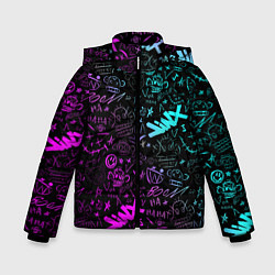 Куртка зимняя для мальчика League Of Legends - Arcane неон логотипы, цвет: 3D-черный