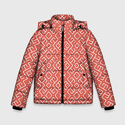 Куртка зимняя для мальчика Славянские Узоры Обережная Вышивка, цвет: 3D-красный