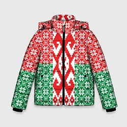Куртка зимняя для мальчика Белоруссия Обережные Узоры Алатырь, цвет: 3D-красный