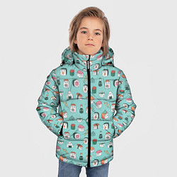 Куртка зимняя для мальчика Кавайные суши и роллы с глазами, цвет: 3D-красный — фото 2