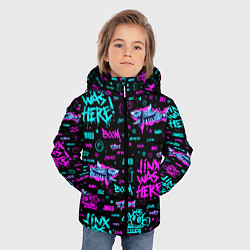 Куртка зимняя для мальчика ARCANE Jinx pattern neon Аркейн Джинкс паттерн нео цвета 3D-черный — фото 2