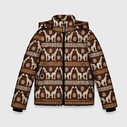 Куртка зимняя для мальчика Жирафы Африка паттерн, цвет: 3D-черный