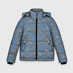Куртка зимняя для мальчика Графические гуси паттерн, цвет: 3D-черный