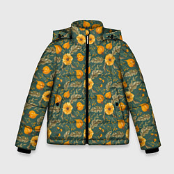 Зимняя куртка для мальчика Желтые цветочки и листья