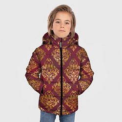 Куртка зимняя для мальчика Классические золотые узоры, цвет: 3D-черный — фото 2