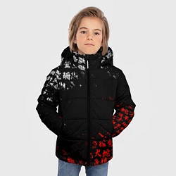 Куртка зимняя для мальчика КРАСНО БЕЛЫЕ ИЕРОГЛИФЫ ЯПОНИЯ БРЫЗГИ, цвет: 3D-красный — фото 2
