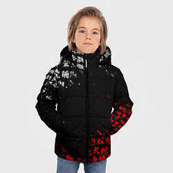 Куртка зимняя для мальчика КРАСНО БЕЛЫЕ ИЕРОГЛИФЫ ЯПОНИЯ БРЫЗГИ, цвет: 3D-черный — фото 2