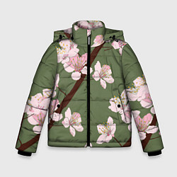 Куртка зимняя для мальчика Деревья весной, цвет: 3D-светло-серый
