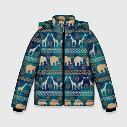 Куртка зимняя для мальчика Жирафы и слоны, цвет: 3D-светло-серый