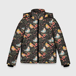 Куртка зимняя для мальчика Птички на ветках, цвет: 3D-светло-серый