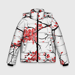 Куртка зимняя для мальчика Распустившиеся цветы, цвет: 3D-красный