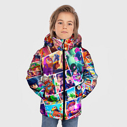 Куртка зимняя для мальчика Комикс Бравл старс Все персонажи, цвет: 3D-светло-серый — фото 2