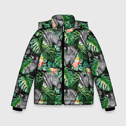Зимняя куртка для мальчика Зебра и листья