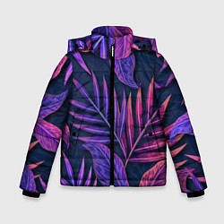 Куртка зимняя для мальчика Neon Tropical plants pattern, цвет: 3D-черный