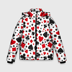 Куртка зимняя для мальчика Картёжные Масти, цвет: 3D-красный