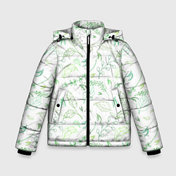 Зимняя куртка для мальчика Хаос из зелёных веток и листьев
