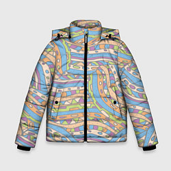 Зимняя куртка для мальчика Разноцветный геометрический узор в стиле дудл