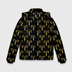 Куртка зимняя для мальчика Золотой овен на черном фоне Паттерн, цвет: 3D-черный