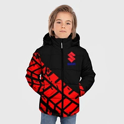 Куртка зимняя для мальчика SUZUKI следы шин, цвет: 3D-черный — фото 2