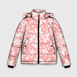 Зимняя куртка для мальчика Белый цветочный узор