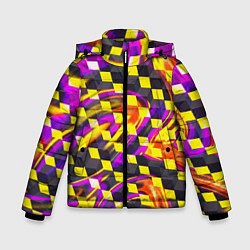 Куртка зимняя для мальчика Черно-желтые кубы, цвет: 3D-черный