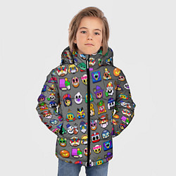 Куртка зимняя для мальчика Значки на скины Бравл Старс Brawl Серый градиент П, цвет: 3D-черный — фото 2