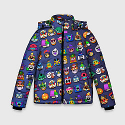Куртка зимняя для мальчика Значки на скины Бравл Старс Brawl Синий градиент П, цвет: 3D-черный