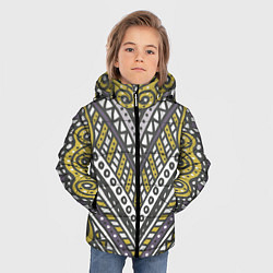 Куртка зимняя для мальчика Абстрактный узор в стиле дудл Желтый, серый и белы, цвет: 3D-светло-серый — фото 2