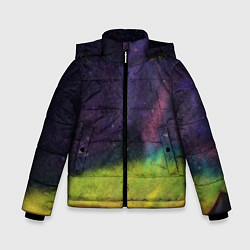 Зимняя куртка для мальчика Горный пейзаж со звёздным небом и северным сиянием