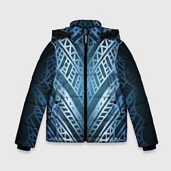 Зимняя куртка для мальчика Неоновый абстрактный узор Синий и голубой неон на
