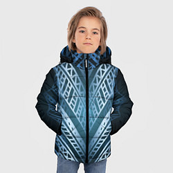 Куртка зимняя для мальчика Неоновый абстрактный узор Синий и голубой неон на, цвет: 3D-светло-серый — фото 2