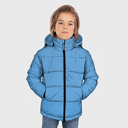 Куртка зимняя для мальчика Вязаный узор голубого цвета, цвет: 3D-черный — фото 2