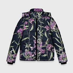 Куртка зимняя для мальчика Цветы Фиолетовые, цвет: 3D-красный