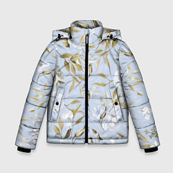 Куртка зимняя для мальчика Цветы Золотые Листья, цвет: 3D-светло-серый