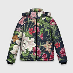 Зимняя куртка для мальчика Цветы Розовые