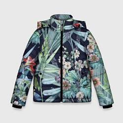 Зимняя куртка для мальчика Цветы Синие Ботанические