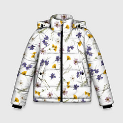 Зимняя куртка для мальчика Простые цветы на белом фоне