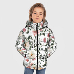 Куртка зимняя для мальчика Цветы Акварельно-Белые, цвет: 3D-светло-серый — фото 2