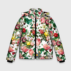 Куртка зимняя для мальчика Узор из летних роз Summer Roses Pattern, цвет: 3D-черный