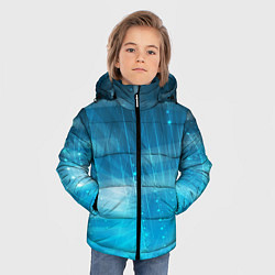 Куртка зимняя для мальчика Линии на голубом фоне, цвет: 3D-светло-серый — фото 2