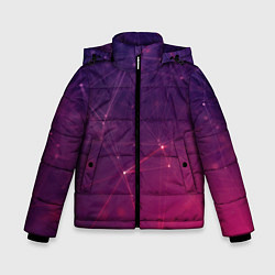 Куртка зимняя для мальчика Абстрактные взаимосвязанные линии, цвет: 3D-светло-серый