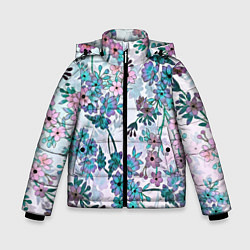 Куртка зимняя для мальчика Яркие красочные цветы, цвет: 3D-красный
