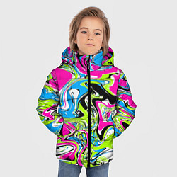 Куртка зимняя для мальчика Абстрактные мраморные разводы в ярких цветах Поп а, цвет: 3D-черный — фото 2