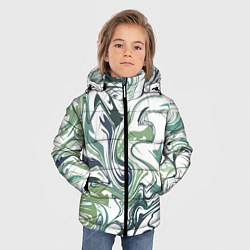Куртка зимняя для мальчика Зеленый мрамор Абстрактный узор с прожилками и раз, цвет: 3D-светло-серый — фото 2