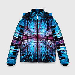 Куртка зимняя для мальчика Неоновый информационный голограммный туннель, цвет: 3D-светло-серый