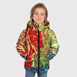 Куртка зимняя для мальчика Хаотичные линии Abstract pattern, цвет: 3D-светло-серый — фото 2