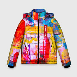 Куртка зимняя для мальчика Импрессионизм Лето Абстракция Impressionism Summer, цвет: 3D-светло-серый