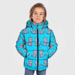 Куртка зимняя для мальчика Милые котики паттерн, цвет: 3D-светло-серый — фото 2