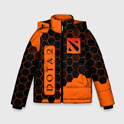 Куртка зимняя для мальчика ДОТА 2 на фоне узоров из сот, цвет: 3D-черный